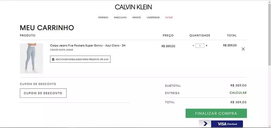 Cupom de desconto Calvin Klein